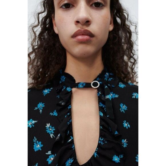 ZARA FLORAL PRINT BLOUSE - Picture 2 of 3